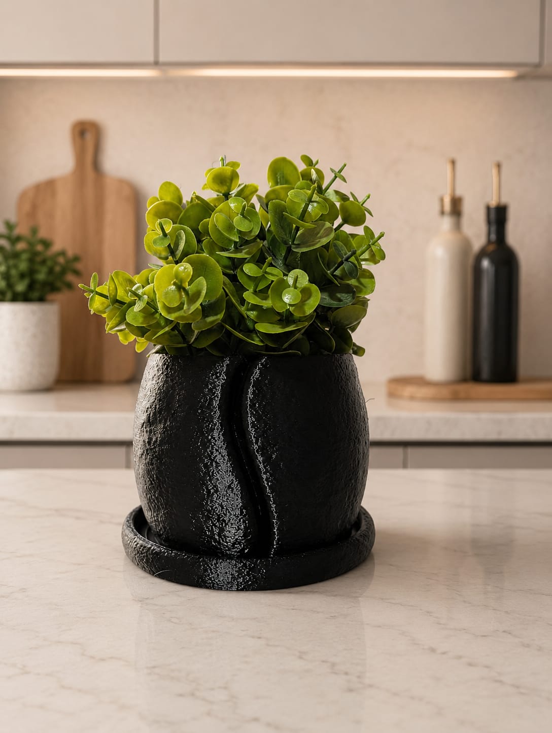 Cofesia- Coffee Bean Plant Pot with Pot Tray